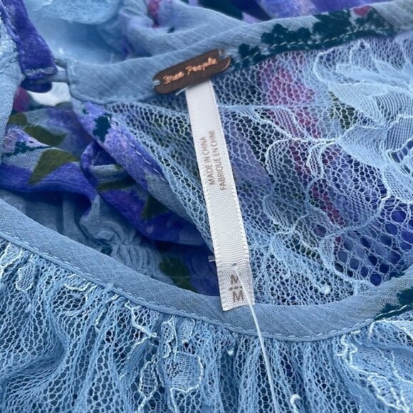 Free People Daphne Blouse Top Floral Lace‎ & Sheer Romantic - Picture 6 of 9